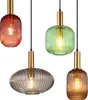 Four hanging lamps of different colors and shapes. Produktbild-Vorschau