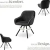 Collage of a black armchair with text describing its features and design. Produktbild-Vorschau