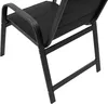 A close-up view of the black metal frame and black fabric seat of a chair. Produktbild-Vorschau