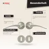 A marketing image showcasing a door handle set with descriptive text highlighting its features. Produktbild-Vorschau