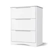 A white three-drawer dresser is shown against a white background. Podgląd zdjęcia produktu