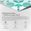 A close-up of self-adhesive tiles with a decorative pattern, accompanied by text and icons describing product features. Anteprima dell’immagine prodotto