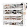 A white modular shoe rack filled with various shoes. Náhled obrázku produktu
