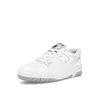 A white New Balance 550 sneaker with gray accents and sole, shown from a side-angle on a white background. Produktbild-Vorschau
