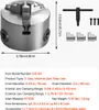 A 3-jaw chuck with its accessories and dimensions laid out. Anteprima dell’immagine prodotto