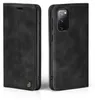 A black flip cover phone case is shown from two angles, one closed and one open to reveal the phone inside. Produktbild-Vorschau