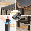 Collage of images showing details of a bar table, including its tabletop, frame, and adjustable footpad. Podgląd zdjęcia produktu