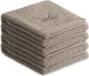 A stack of taupe guest towels with a subtle embroidered design on the top towel. Produktbild-Vorschau