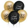 30. GEBURTSTAG Happy Birthday Ballons Schwarz Gold x5 Produktbild-Vorschau 2