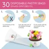 Instructions for using disposable pastry bags with a cupcake decorated with frosting flowers. Anteprima dell’immagine prodotto