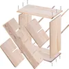 An exploded view of a wooden wine rack, showing its individual components and screws, against a white background. Voir les images du produit