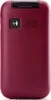 The back of a red flip phone is shown against a white background. Produktbild-Vorschau