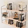 Wandregal Holz Metall 3-Etagen Küchenregal Bücherregal Produktbild-Vorschau 6