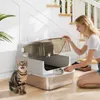 ZOOPARK Litière Fermée Chat XXL 70x50cm Inox - Maison de Voir les images du produit 3