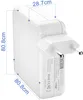 A white power adapter with dimensions indicated. Podgląd zdjęcia produktu