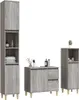 A set of three bathroom cabinets with a wood-like finish, displayed against a white background. Produktbild-Vorschau