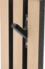 A close-up shot of a black coat hook attached to a wooden panel with black acoustic material in between. Produktbild-Vorschau