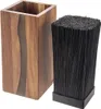 A wooden knife block with a resin inlay and a separate knife block filled with black bristles. Produktbild-Vorschau