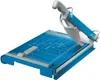 A blue paper cutter is shown against a white background. Voir les images du produit