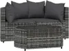 vidaXL 3-tlg. Garten-Lounge-Set mit Kissen Grau Poly Rattan Produktbild-Vorschau 1