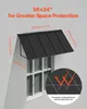 A black awning is installed above a window on a textured gray wall. Anteprima dell’immagine prodotto