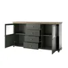 Sideboard grün mit Eiche Lefkas Nb. EPSOM-83 Glaseinsatz Produktbild-Vorschau 2