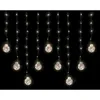 A string of curtain lights with round, clear bulbs containing warm white LEDs, against a black background. Produktbild-Vorschau