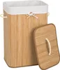 A bamboo laundry basket with a lid, shown against a white background. Voir les images du produit