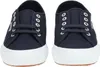 A pair of navy blue Superga sneakers with white soles, shown from the front. Produktbild-Vorschau