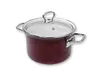 A burgundy pot with a glass lid and silver handles, isolated on a white background. Produktbild-Vorschau