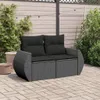 vidaXL Gartensofa mit Kissen 2-Sitzer Schwarz Poly Rattan Produktbild-Vorschau 3