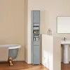 SoBuy Badezimmer-Hochschrank BZR34-HG neben einer Badewanne und Waschtisch in skandinavischem Stil Produktbild-Vorschau
