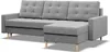 A gray sectional sofa with a chaise lounge is shown against a white background. Produktbild-Vorschau