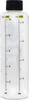 A white plastic measuring bottle with black cap and measurement markings. Podgląd zdjęcia produktu