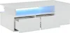A white coffee table with two open drawers and blue LED lighting. Náhled obrázku produktu