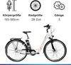 An e-bike with informational graphics above it. Produktbild-Vorschau