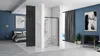 A modern bedroom and bathroom setup with a shower enclosure. Produktbild-Vorschau