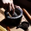 XL Granit Mörser mit Stößel und Rutschfeste Untersetzer ⌀ Produktbild-Vorschau 5