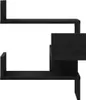 A black wooden shelf unit with an asymmetrical design, shown against a white background. Náhled obrázku produktu