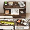 A desk with various items on it, including a plant, radio, books, and a computer setup. The image is divided into sections highlighting different features. Náhled obrázku produktu
