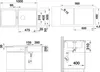 Technical drawing of a sink with dimensions and installation details. Podgląd zdjęcia produktu