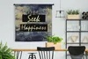 MuchoWow® Wandteppich Wandbehang Zitat - Glück - Gold - Produktbild-Vorschau 2