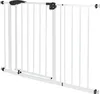A white metal baby gate with black accents is shown against a white background. Náhľad obrázku produktu
