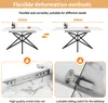 An image showing a table in two different extended sizes, with close-ups of its sliding mechanism and locking switch. Produktbild-Vorschau