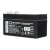 A black rechargeable battery with labels and symbols. Produktbild-Vorschau