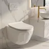 A modern bathroom with a wall-mounted toilet and a vanity with a sink. Podgląd zdjęcia produktu