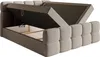 A bed with its storage compartment open, showing the interior. Voir les images du produit