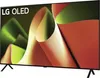 A close-up of an LG OLED TV screen displaying abstract, flowing shapes in green and orange hues, with the LG OLED logo in the top left corner. Produktbild-Vorschau