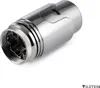 A close-up studio shot of a chrome-plated radiator thermostat head, presented on a white background. Produktbild-Vorschau