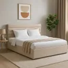 Sofello Polsterbett  200x200 Metall-Lattenrost Beige Velour Produktbild-Vorschau 1